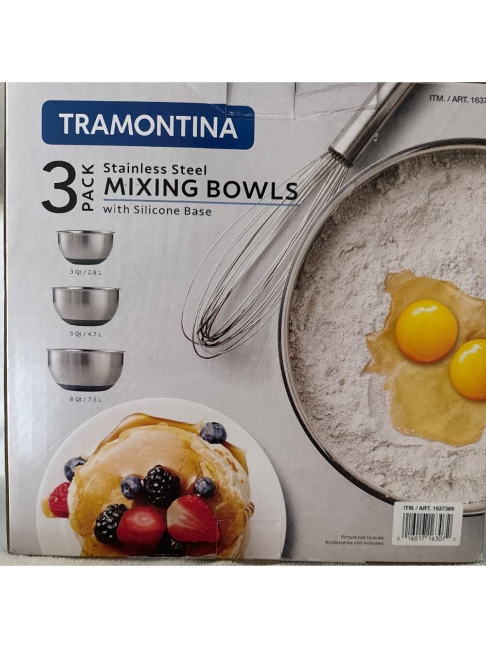 Tramontina 3 pc. Nesting Mixing Bowls NIB with Silicone Base